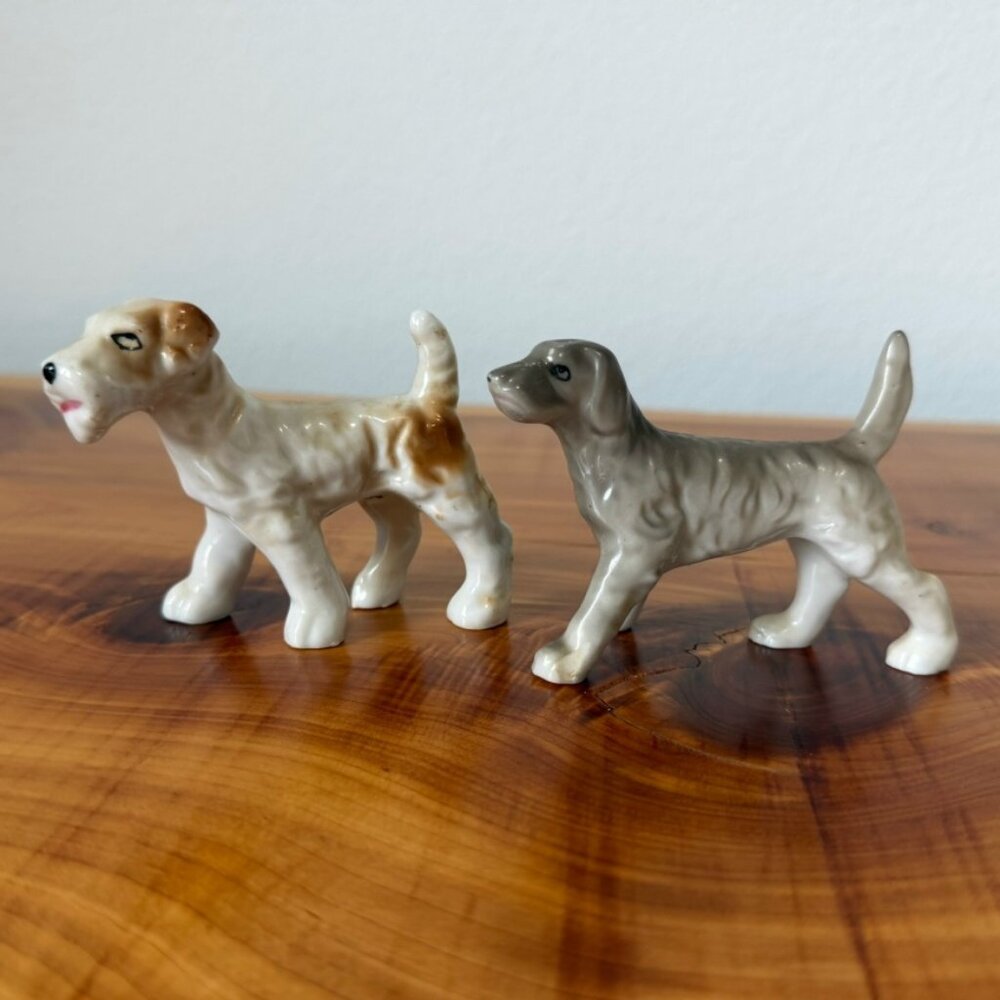 Set of 2 Vintage Ceramic Japan Dog Figurines Russell Terrier & Pointer - Picture 2 of 7
